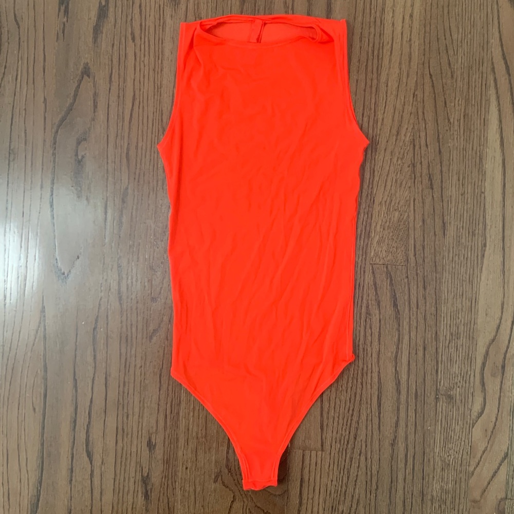 Skims sheer orange bodysuit size small